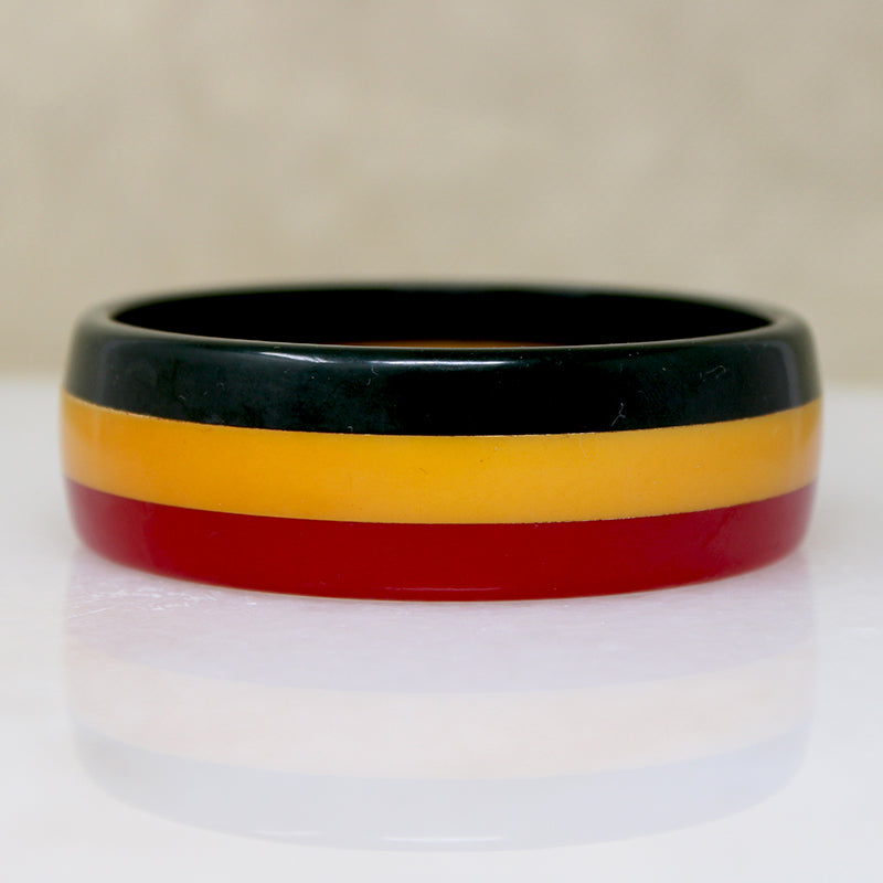 Graphic Red, Yellow & Black Striped Bakelite Bangle