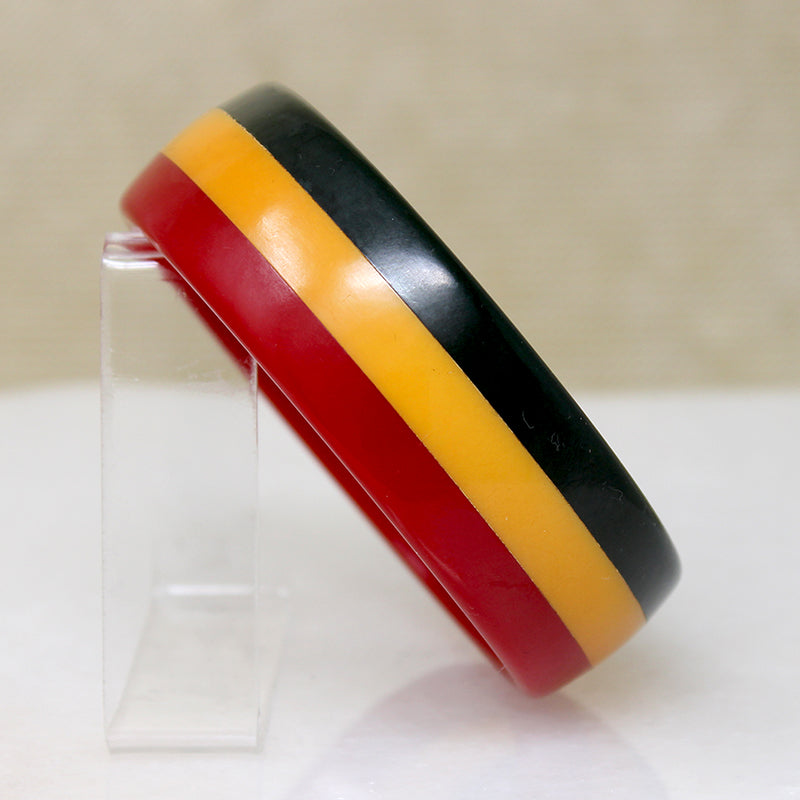 Graphic Red, Yellow & Black Striped Bakelite Bangle
