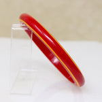 Bright Red Bakelite Bangle with Racy Yellow Stripe