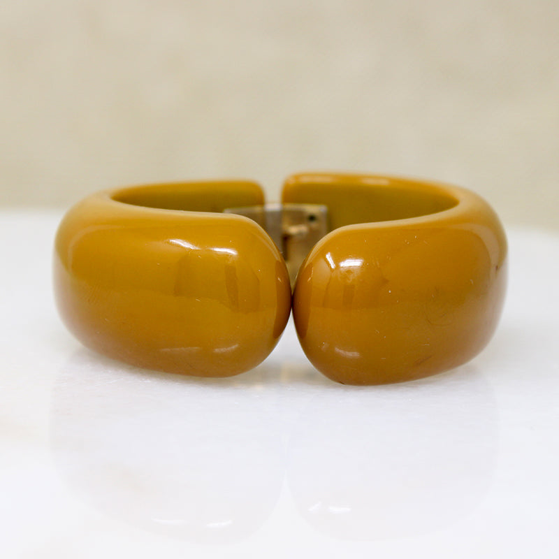 Mid Century Clamper Bracelet in Mushroom Bakelite