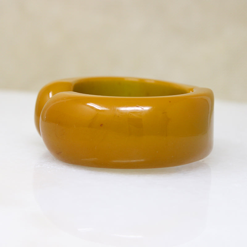 Mid Century Clamper Bracelet in Mushroom Bakelite