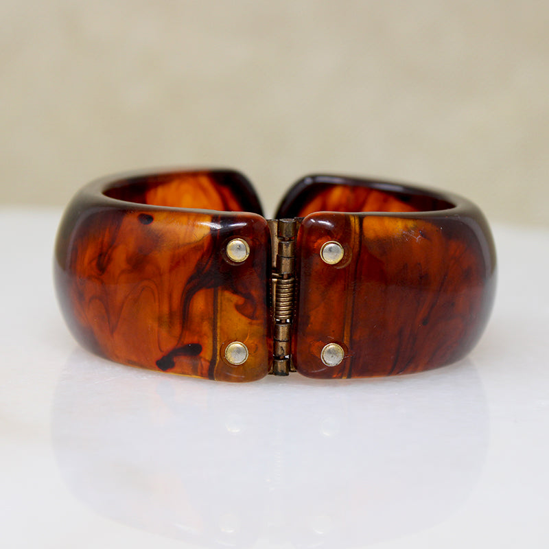 Curvy Clamper Bracelet in "Tortoiseshell" Bakelite
