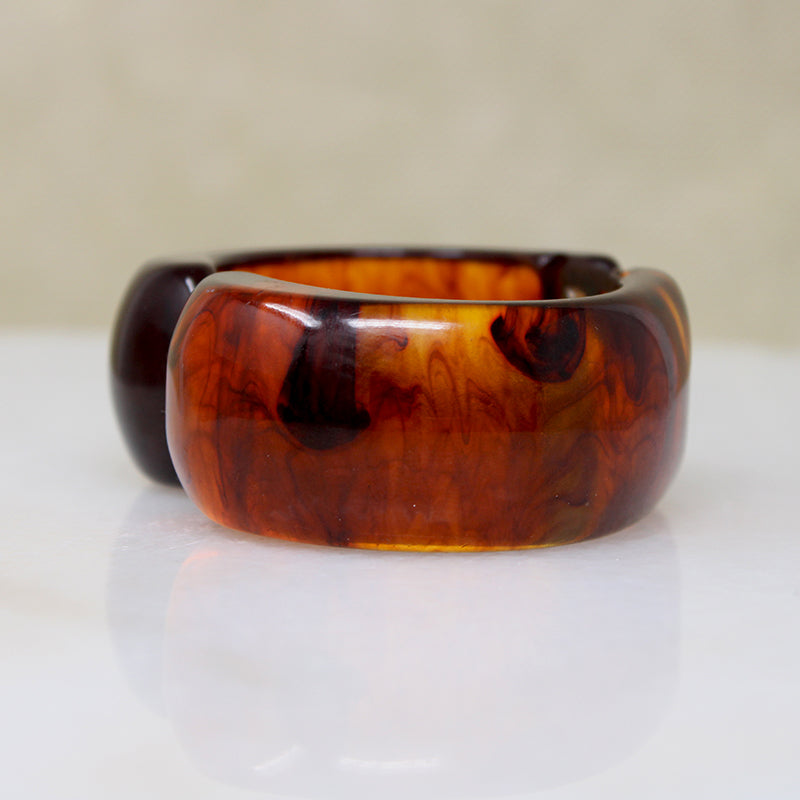Curvy Clamper Bracelet in "Tortoiseshell" Bakelite