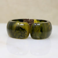 Glossy, Mossy Green Bakelite Clamper Bracelet
