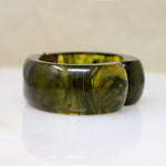 Glossy, Mossy Green Bakelite Clamper Bracelet