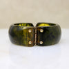 Glossy, Mossy Green Bakelite Clamper Bracelet