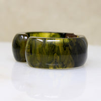 Glossy, Mossy Green Bakelite Clamper Bracelet