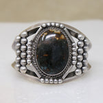 Remarkable Jasper & Coin Silver Cuff Bracelet