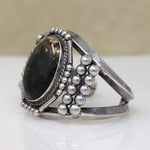 Remarkable Jasper & Coin Silver Cuff Bracelet