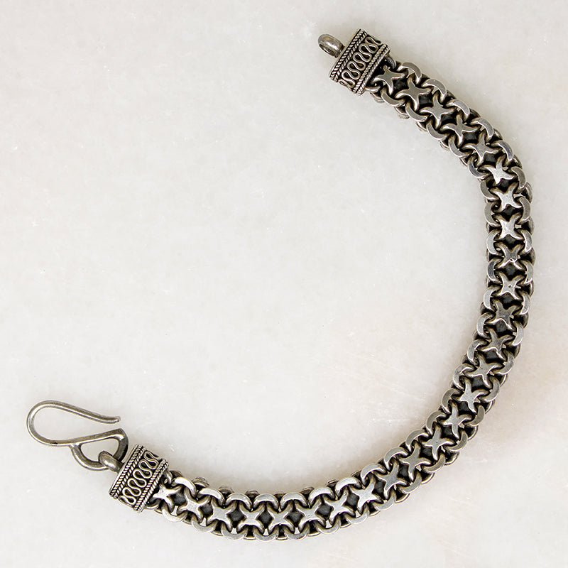 Ornate Sterling Silver Mesh Bracelet