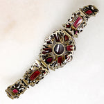 Opulent Garnet & Silver Gilt Bracelet with Pearl Accents