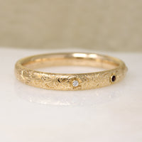 May's Gem Set Engraved Gold Bangle