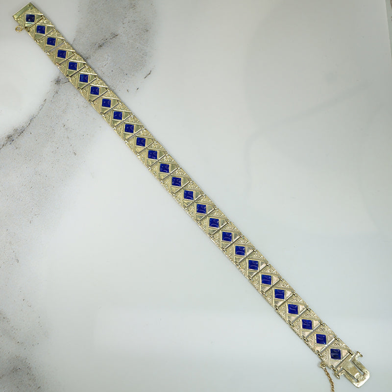 Subtle Art Deco Gold and Enamel Bracelet