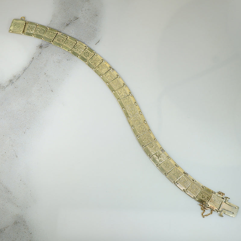 Subtle Art Deco Gold and Enamel Bracelet