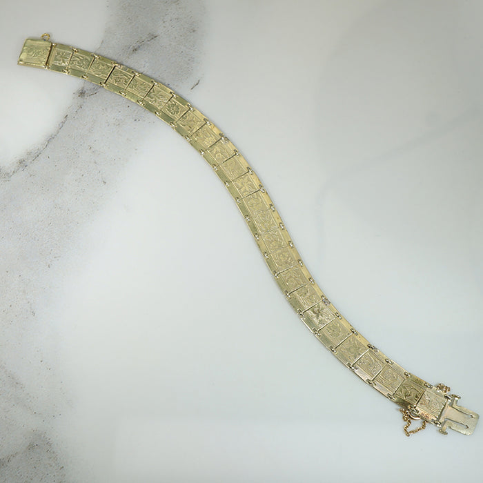 Subtle Art Deco Gold and Enamel Bracelet