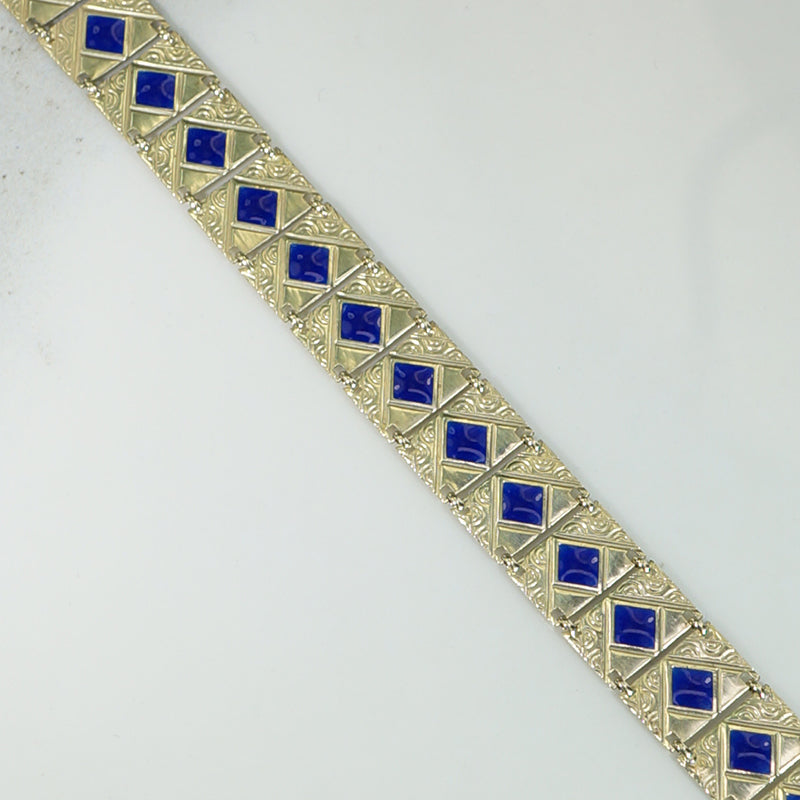 Subtle Art Deco Gold and Enamel Bracelet