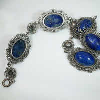 Sterling Filigree Lapis Bracelet c1910