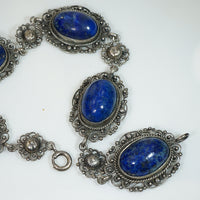 Sterling Filigree Lapis Bracelet c1910