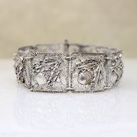 Frosty Filigree Acorn Motif Panel Bracelet