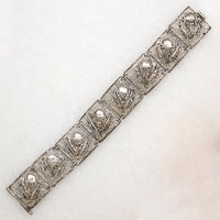 Frosty Filigree Acorn Motif Panel Bracelet