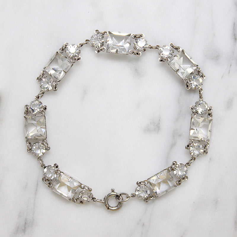 Dazzling Art Deco Crystal & Sterling Silver Bracelet