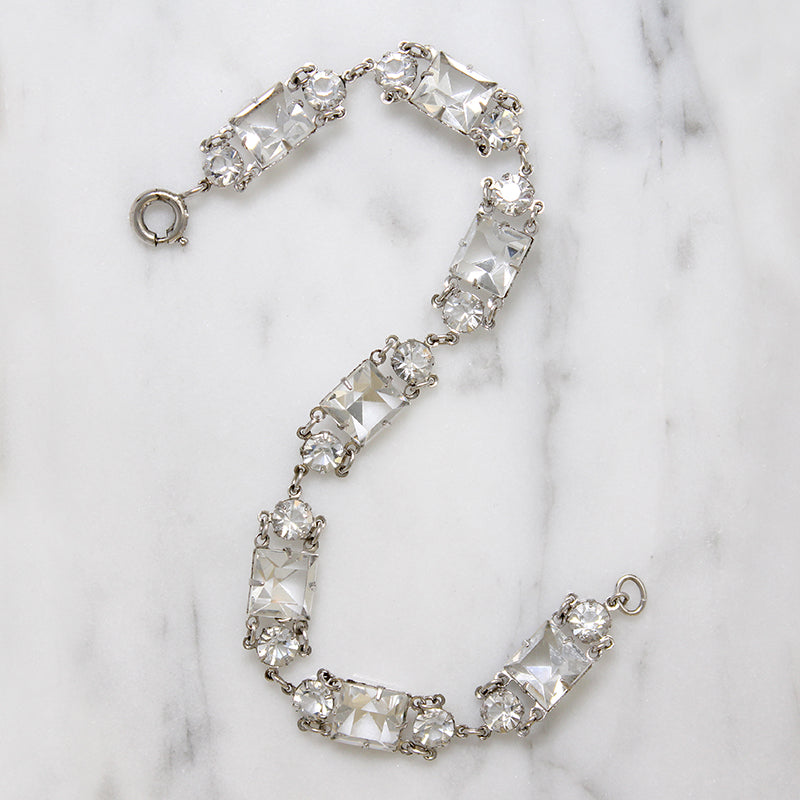 Dazzling Art Deco Crystal & Sterling Silver Bracelet