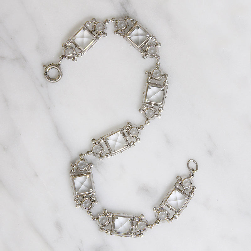 Dazzling Art Deco Crystal & Sterling Silver Bracelet