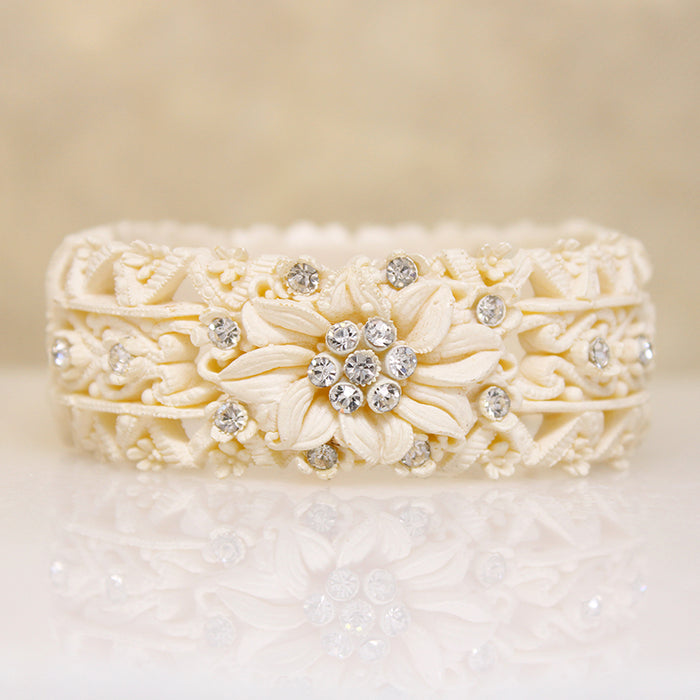 Sparkly Wedding Cake Ivory-Plastic Clamper Bracelet