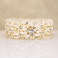 Sparkly Wedding Cake Ivory-Plastic Clamper Bracelet