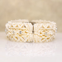 Sparkly Wedding Cake Ivory-Plastic Clamper Bracelet
