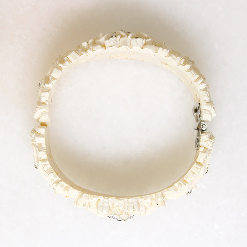 Sparkly Wedding Cake Ivory-Plastic Clamper Bracelet