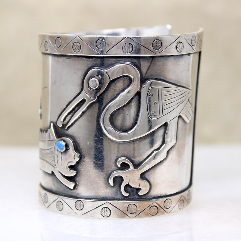 Peruvian Sterling Cuff Bracelet with Creatures
