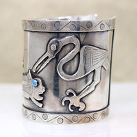 Peruvian Sterling Cuff Bracelet with Creatures