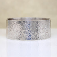 Wide Sterling Bangle with Hammered Finish