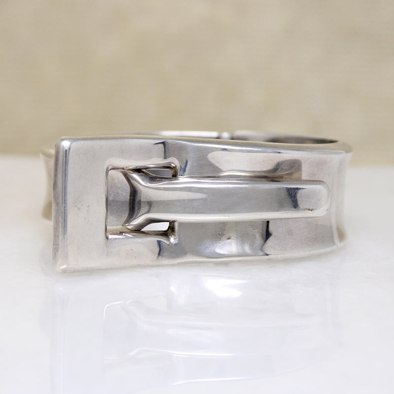 Impressive Mexican Modernist Sterling Buckle Bracelet