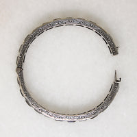 Crisp Blue & White Crystals in Sterling Art Deco Bangle