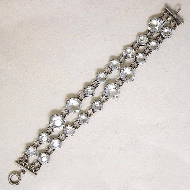 Irresistible Rock Crystal & Sterling Art Deco Bracelet