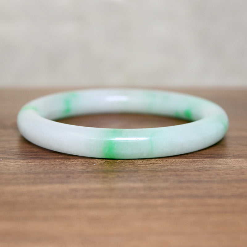 Bright Green & Celadon Jade Bangle Bracelet