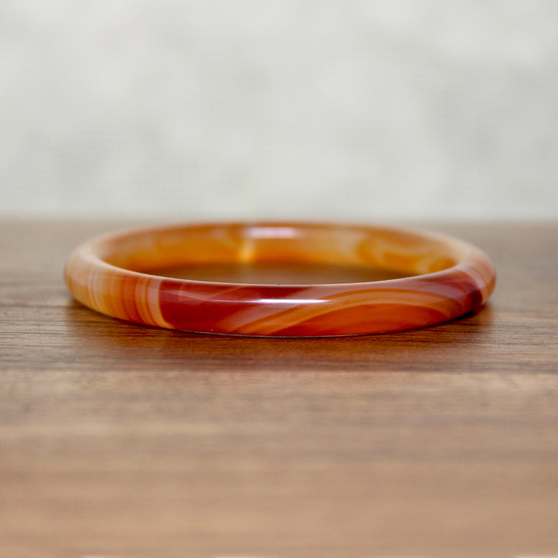 Gorgeous Red, Orange, & Gold Banded Agate Bangle