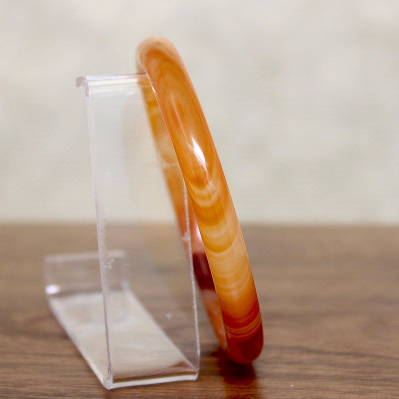 Gorgeous Red, Orange, & Gold Banded Agate Bangle