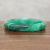 Gorgeous Half Round Green Jade Bangle