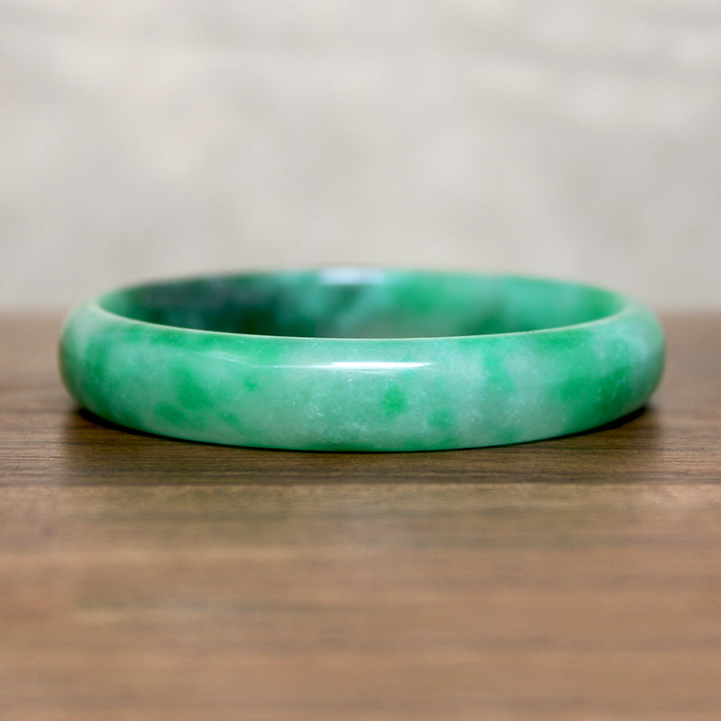 Gorgeous Half Round Green Jade Bangle