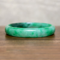 Gorgeous Half Round Green Jade Bangle