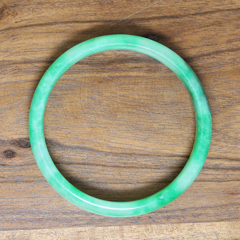 Gorgeous Half Round Green Jade Bangle