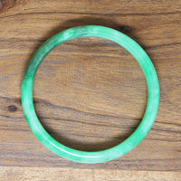 Gorgeous Half Round Green Jade Bangle