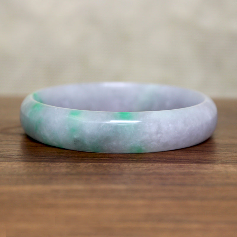 Mid Century Green & Lavender Jade Bangle