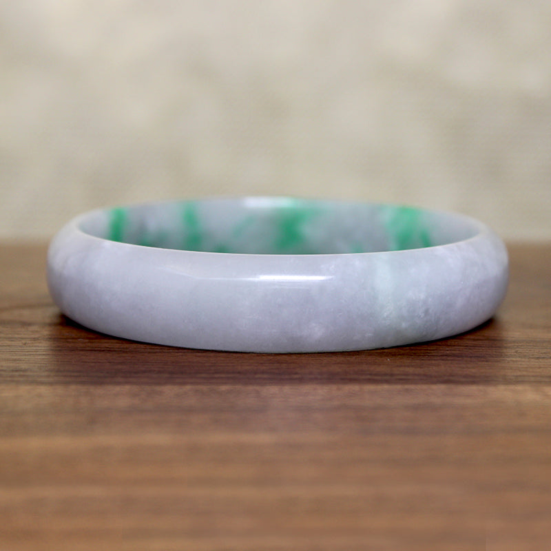 Mid Century Green & Lavender Jade Bangle