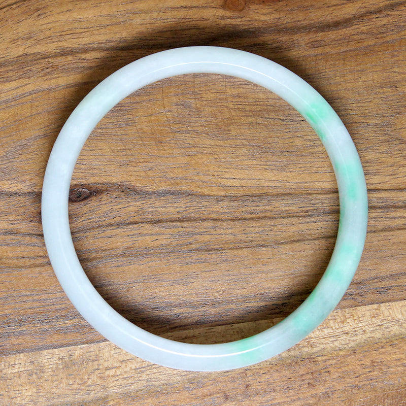 Mid Century Green & Lavender Jade Bangle