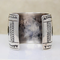 Wide Sterling Silver Cuff bracelet with Colorful Inlay