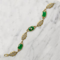 Summery Green Chalcedony & Gold Filigree Bracelet
